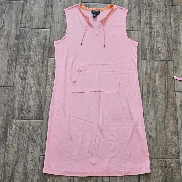 Lauren Ralph Lauren Dress Women’s L Sleeveless Polo Tennis Kangaroo Pocket Pink - Picture 1 of 9